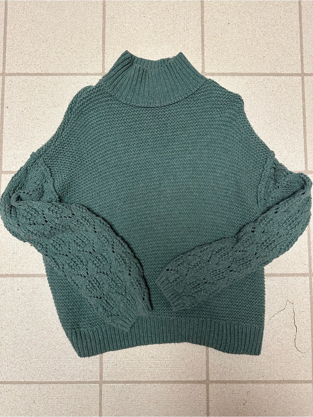 Universal Thread Cable Sleeve Turtleneck Sweater - Teal